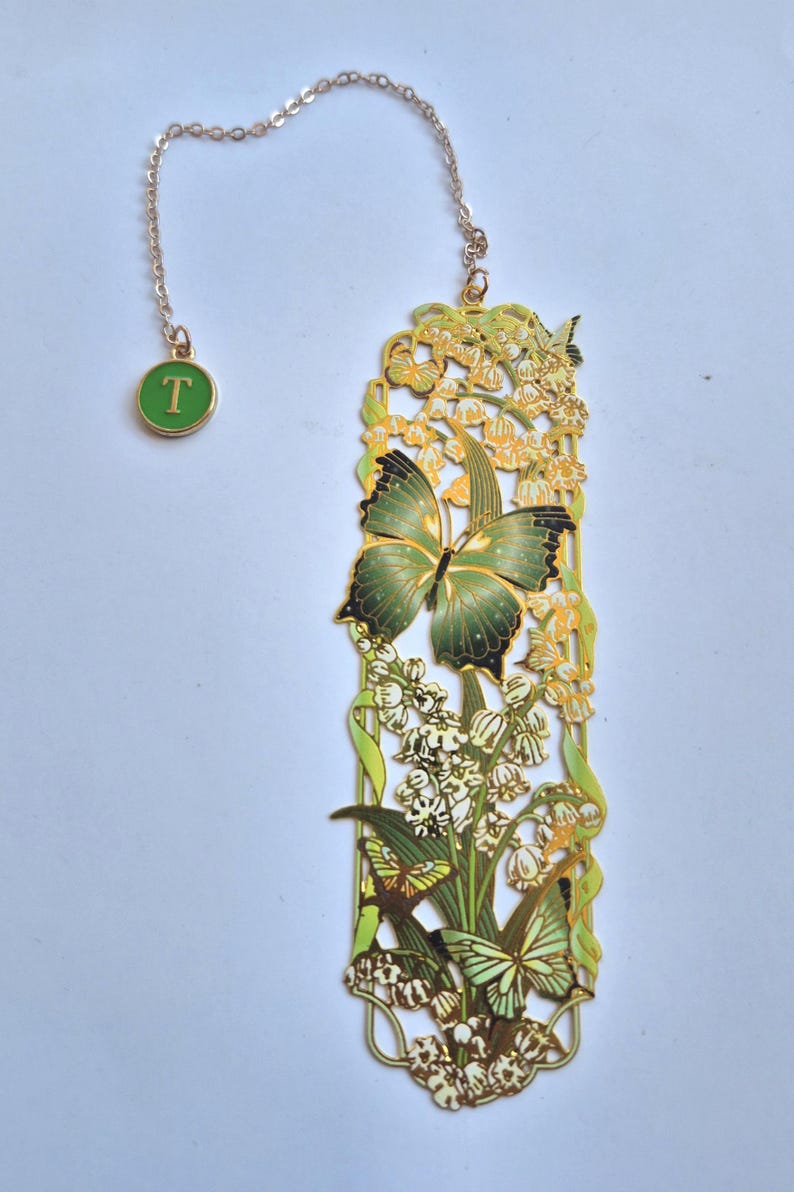 Personalized Bookmark Metal with Initial Butterfly Floral Bookmark Custom Initial Bookmark Elegant Book Lover Gift Reader Gift Teacher Gift image 6