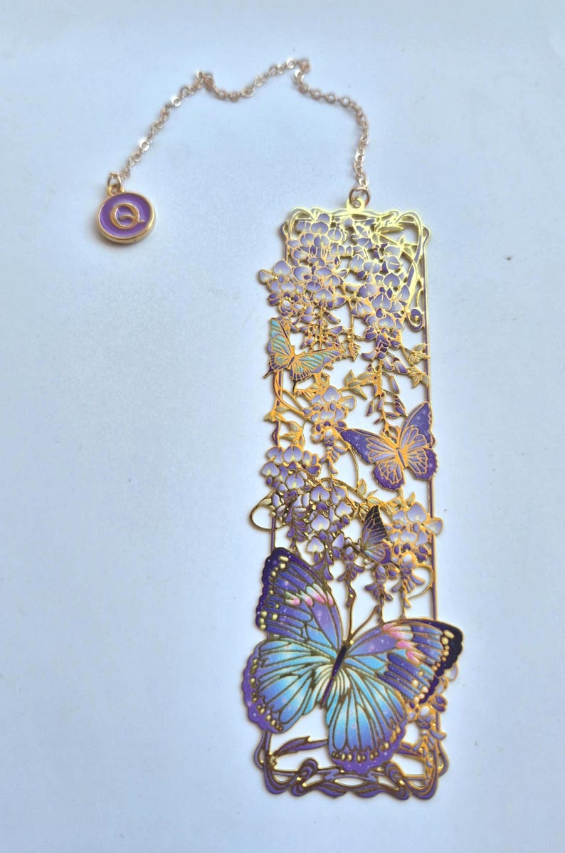Personalized Bookmark Metal with Initial Butterfly Floral Bookmark Custom Initial Bookmark Elegant Book Lover Gift Reader Gift Teacher Gift image 7