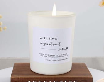 Vela de regalo de jubilación personalizada: vela perfumada de cera de soja