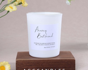 Best Friend Birthday Gift Muted Script Candle,  Birthday Gift for Her- Personalised Gifts Birthday Gift for Friend,