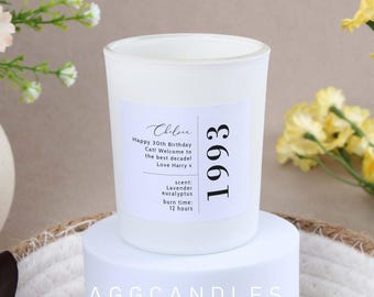 Personalised 30th Birthday Candle Gift:  Candle for Her  Scented
