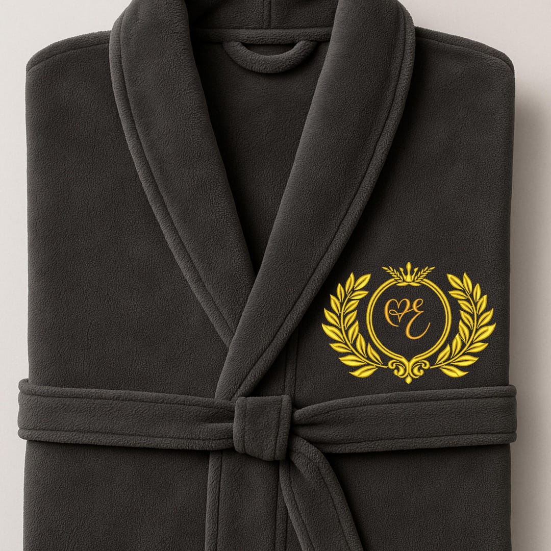 Luxury Embroidered Monogram Robe – Personalized Initial Bathrobe, Gold ...