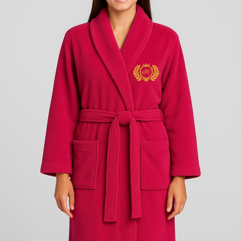 Luxury Embroidered Monogram Robe – Personalized Initial Bathrobe, Gold ...