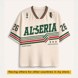 Maillot de football algérien personnalisé, maillot de football algérien personnalisé, t-shirt de fan de football vintage, cadeau Algérie, prénom