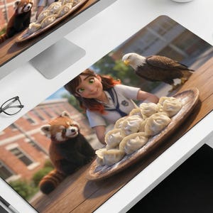 Lina Harper Cute Desk Mat,Panda Eagle Large Mouse Pad,Perfect Gift for Mom Dad Grandma,Mother's Father's Day Present,Cozy Home Office Decor