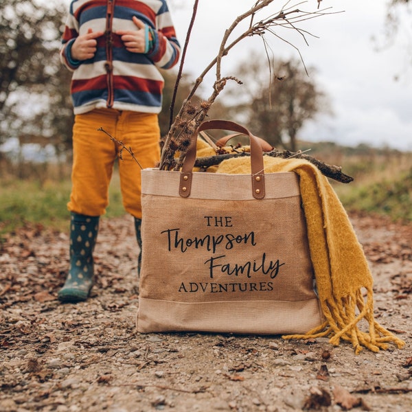 Family Adventures Market Tote - Natural Jute