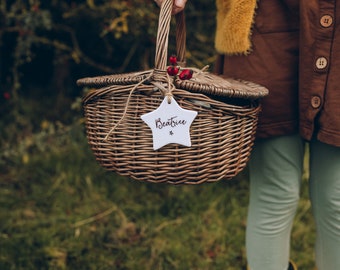 Wicker Picnic Basket With Personalised Star Tag
