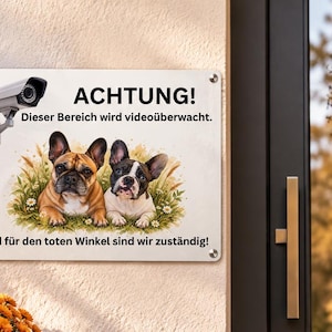 Videoüberwachung Schild mit Hund | Blechschild 20x30 cm | Achtung Hunde Warnschild | personalisierbares Hundeschild für Haustür & Stall