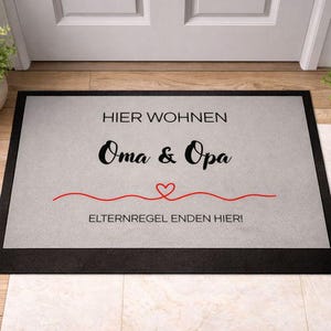 Lustige Fußmatte für Großeltern – Geschenk für Oma und Opa - Personalisierbar Elternregeln