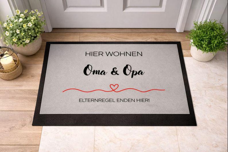 Lustige Fußmatte für Großeltern – Geschenk für Oma und Opa - Personalisierbar Elternregeln