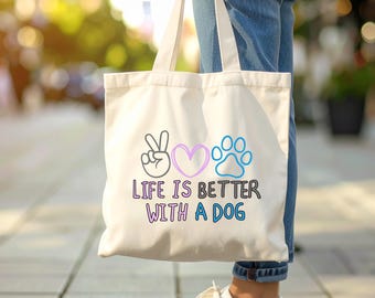 La vida es mejor con un perro Stofftasche - Jutebeutel Hund - Dog Lover Tasche - Hundeliebe Geschenk - Baumwolltasche - Nachhaltige Bolsa de tela