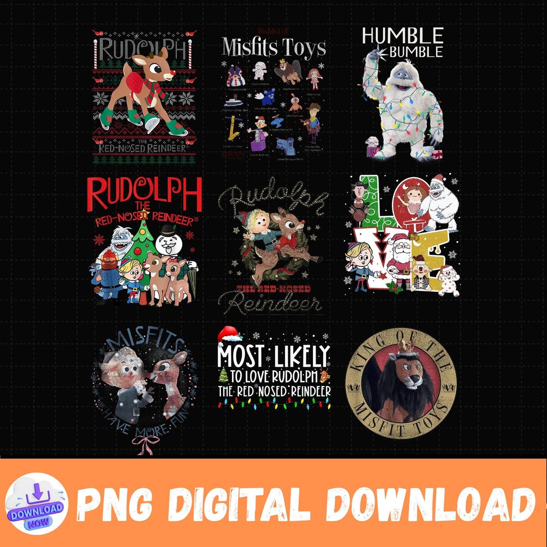 Rudolph Christmas PNG Bundle, Rudolph the Red Nosed Reindeer Png, Shine ...
