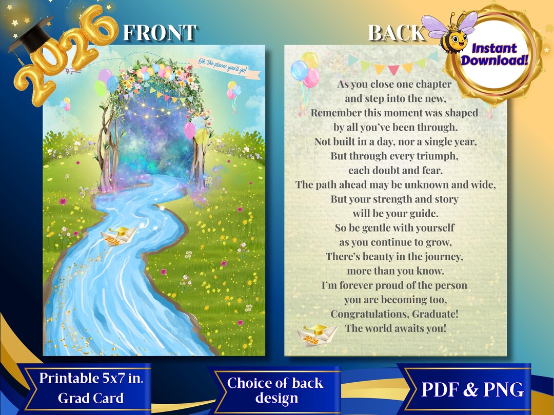 2026 Graduation Card Digital Download | Oh the Places You'll Go ...