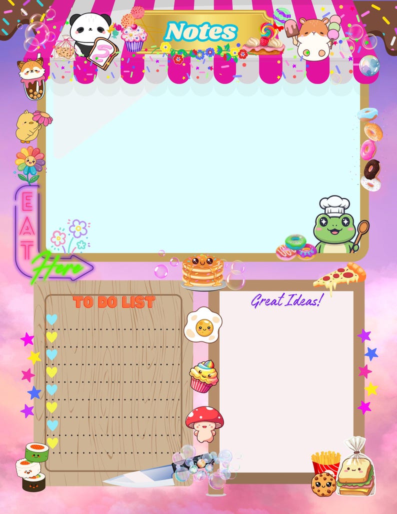 Kawaii Notepad Printable, Cute Planner Pad, to Do List, Cafe Theme ...