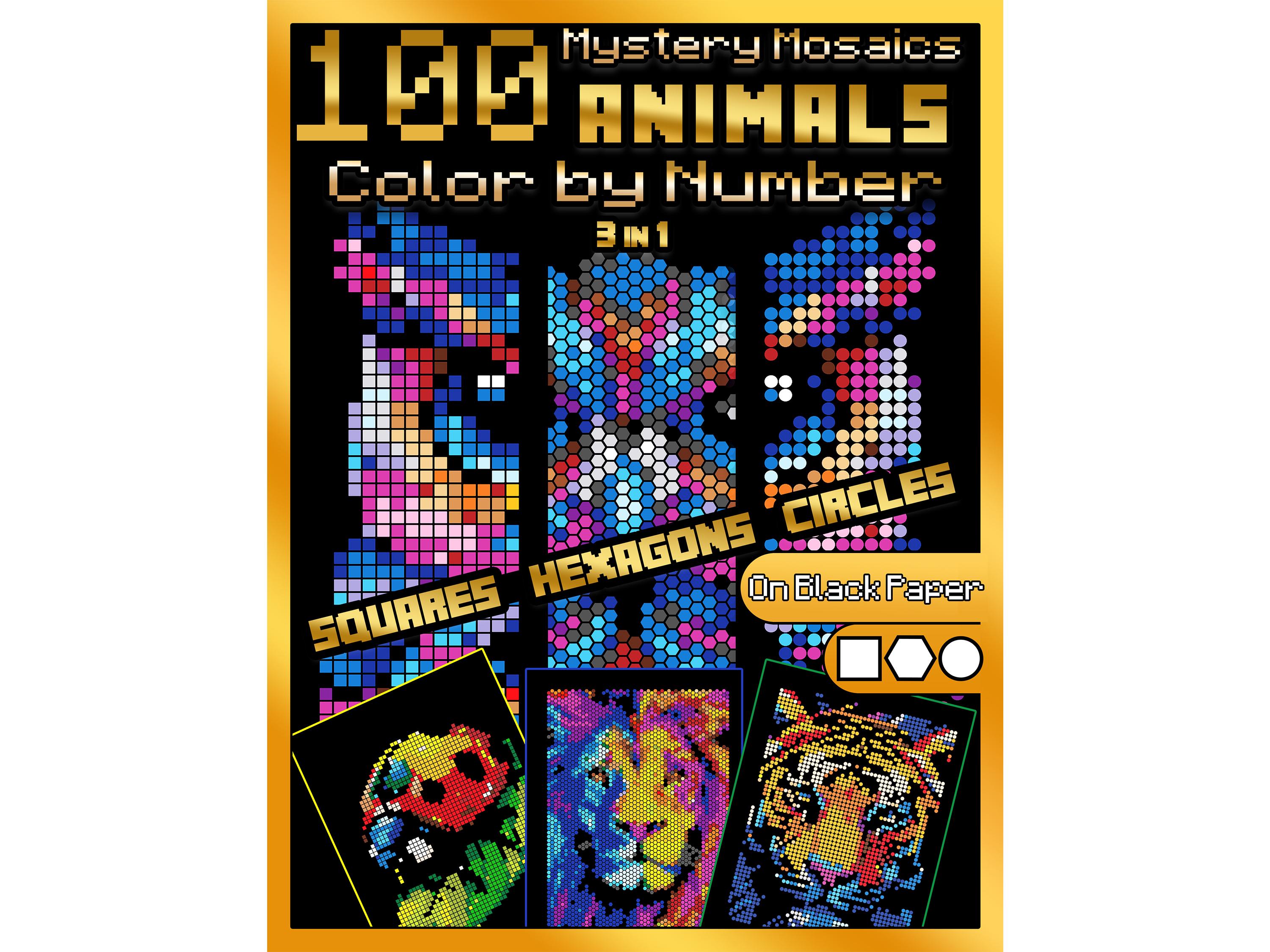 100 Mystery Mosaics Color by Number | Animal Pixel Art Coloring