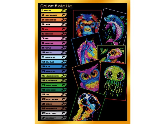 100 Mystery Mosaics Color by Number | Animal Pixel Art Coloring