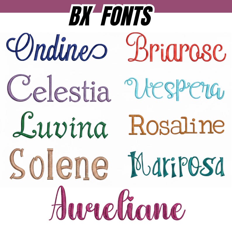 BX Cursive Machine Embroidery Font, Monogram Script Alphabet Satin ...