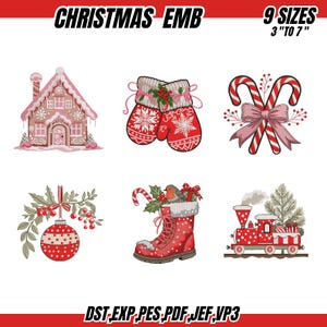 Christmas Embroidery Design Set, Holiday Icons (Digital Download)