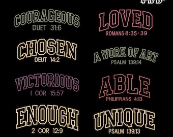 Bible Verse Applique Embroidery Designs, Christian Patterns (Digital Download)