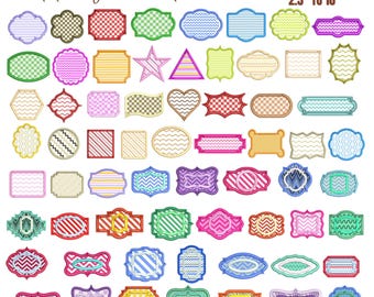 68 vormen appliqué borduurontwerpen: hart, cirkel, driehoek (directe download)