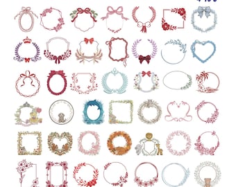 Bundel met 50+ monogram borduurontwerpen, babybanner, bruiloftslijst, bloemen blad boog lijstbestand, krans embleemlijst borduurwerk-onmiddellijke download