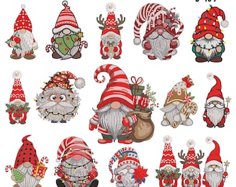 Christmas Gnome Embroidery Design Bundle (Digital Download)