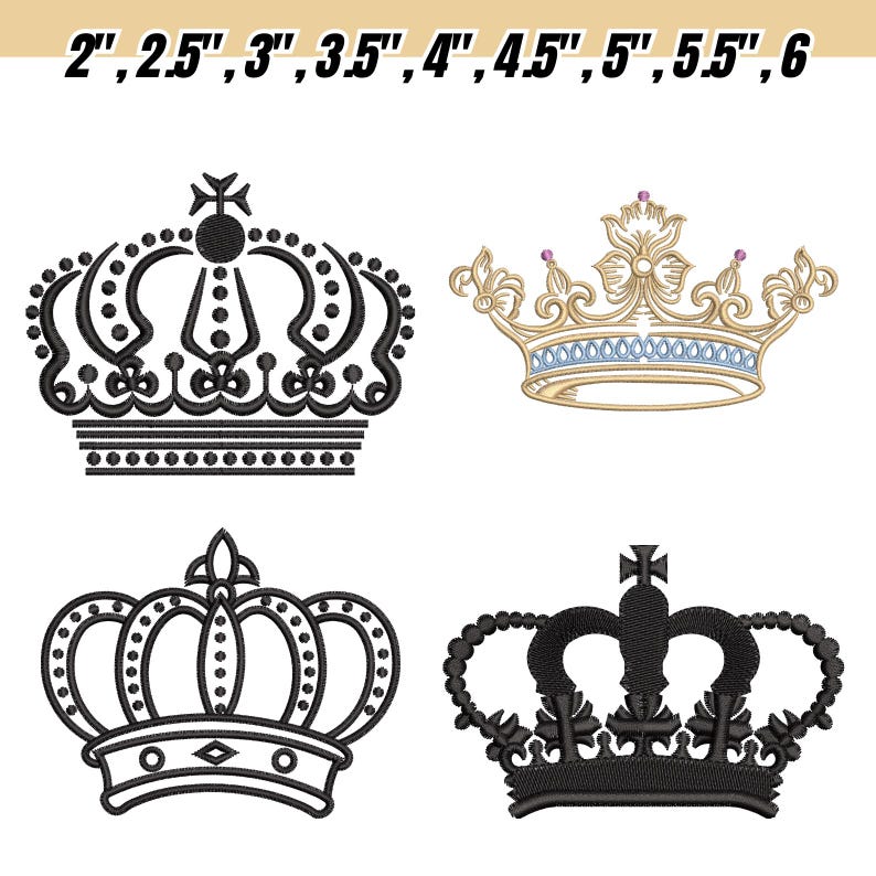 Crown Embroidery Design, Queen & King Crown , 9 Sizes (digital Download ...