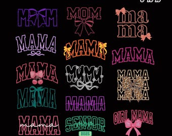 Mama borduurontwerpen met bloemenappliqué (volledig en gesplitst) (directe download)