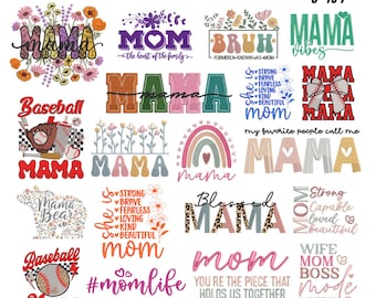 Moederdag machine borduurwerk ontwerpen, Mama borduurwerk ontwerpen, Floral Mama borduurwerk, honkbal MAMA borduurwerk, 9 maten, Instant Download