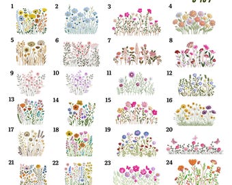 Machineborduurontwerpen Wildflower Meadow: Cottagecore Boho-bundel (9 maten, direct downloaden)