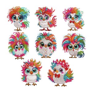 Chicken Embroidery Machine Designs, Small Farm Bird Machine Embroidery, Roaster, Hen Embroidery, PES DST, 9 Sizes, Instant Download