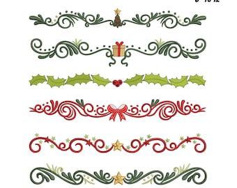 Christmas Borders Embroidery Designs: Gifts, Bow, Trees Borders (Digital Download)