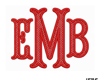 Alfabetset met fishtail-appliqué monogramborduurwerk (inclusief BX), 6 maten