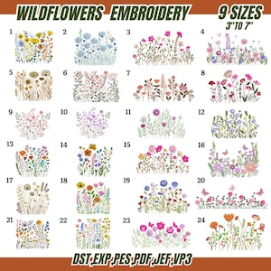 Wildflower Meadow Machine Embroidery Designs: Cottagecore Boho Bundle (9 Sizes, Instant Download