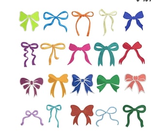Bow Embroidery Designs, Mini Ribbon Bows (digital Download) - Etsy