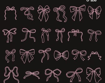 Bow Applique Embroidery Files, Side Bow Ribbon Machine Embroidery Design, Pink Bow Girly Coquette Embroidery Design - 9 Instant Download