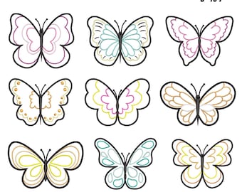 Butterfly Applique Machine Embroidery Design: 9 Sizes (Digital Download)