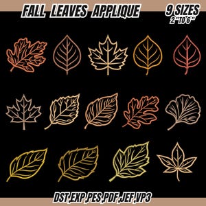 Fall Leaves Applique Embroidery Designs: Autumn Leaf Bundle (Instant Download)
