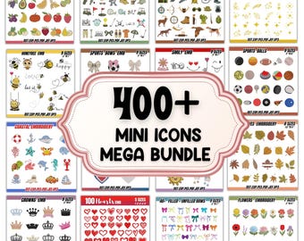 Mini-pictogrammen borduurbundel 400+ ontwerpen, zomergolf Sea Animal Sport-borduurbestand, 4 juli, strikken, bloemen, jacht, direct downloaden