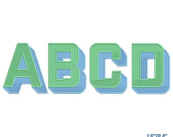 Lettertype BX Shadow Block-borduurwerk – 6 maten – Shadow Colourful Sports Monogram-lettertype – 1,5" tot 4" machinaal borduurwerk alfabet – direct downloaden