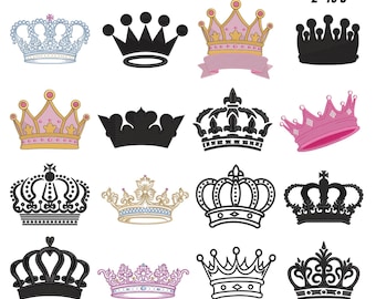 Crown Embroidery Design, Queen & King Crown , 9 Sizes (Digital Download)