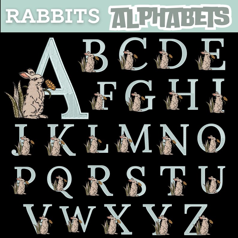 Peter Rabbit Lettering Easter Bunny Alphabet Embroidery Design | Peter Rabbit Letters (instant ...