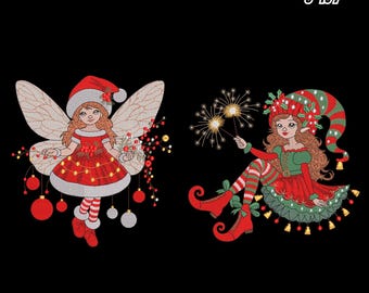 Christmas Fairy Embroidery Designs, Christmas Girl Embroidery, Winter Fall Machine Embroidery Files, 9 Sizes, Instant Download
