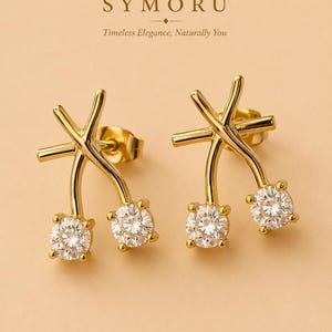 Curved Arc CZ Crystal Earrings, Gold Drop Stud Earrings, Cubic Zirconia  Earrings, Minimalist Gold Earrings, Elegant Jewelry Gift for Women