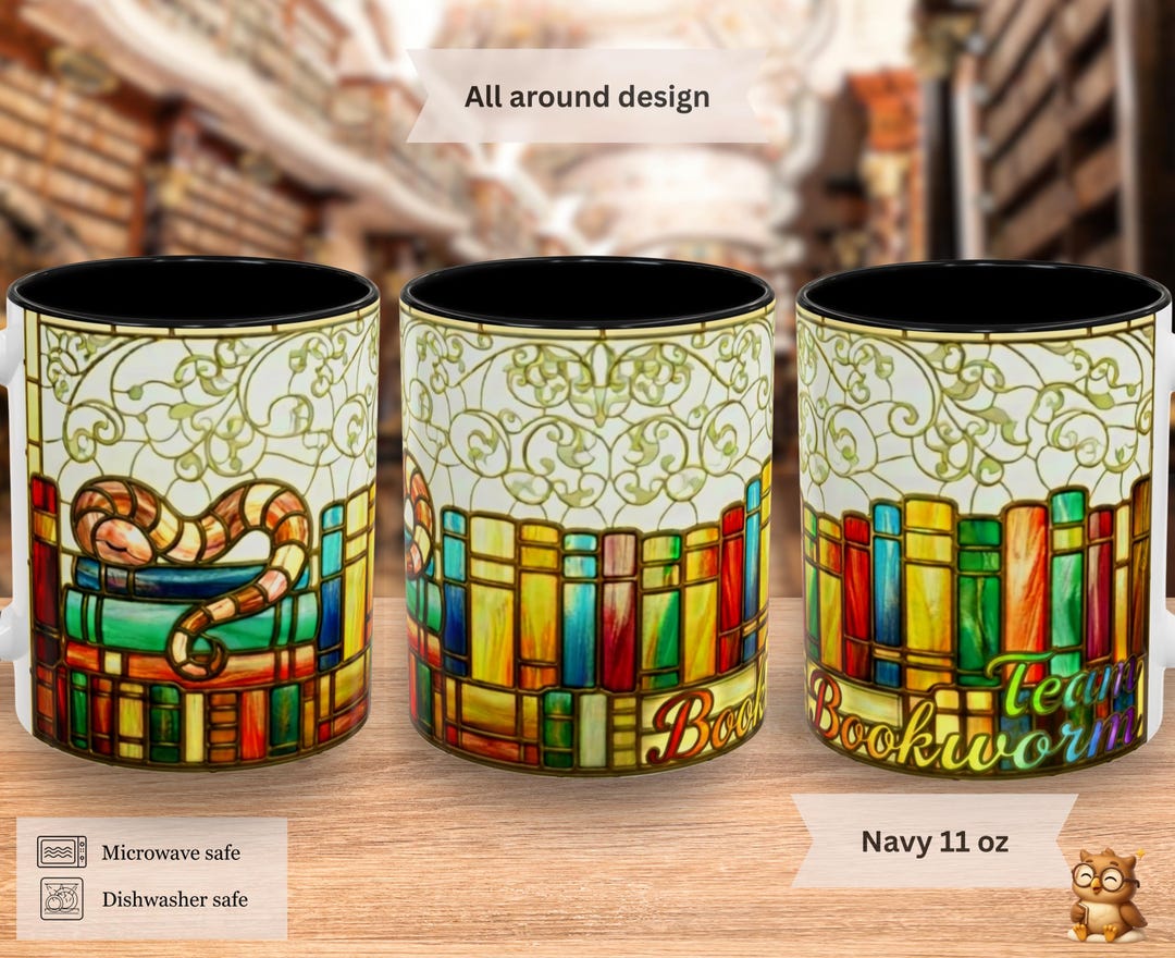 Bookworm Gift for Book Lover Stained Glass Mug for Booktrovert ...