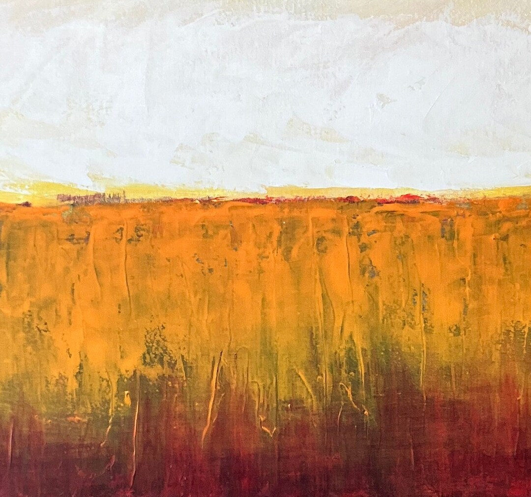 Abstract Art on 30x30 Canvas Red and Orange Hues Soft Landscape Art ...