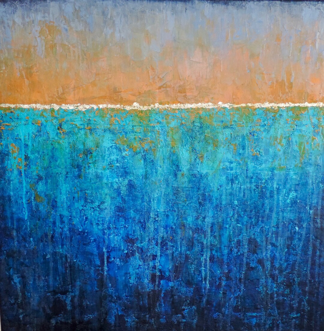 Coastal Beach Canvas Painting Original Sea Abstract Painting Etsy