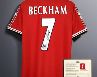 Beckham Signed Printed Manchester United 1998 Retro Tribute Jersey (read description)