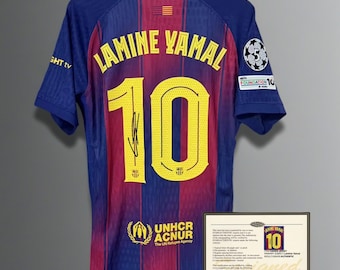 Camiseta de homenaje al Barcelona 2025 firmada e impresa por Lamine Yamal (leer descripción)