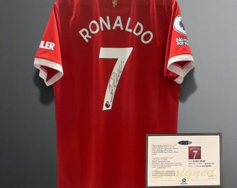 Camiseta de homenaje al Manchester United 2021 firmada e impresa de Cristiano Ronaldo (leer descripción)